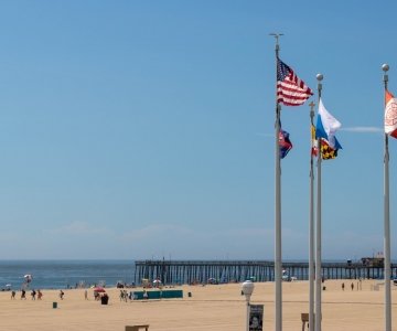 flags over the beach 